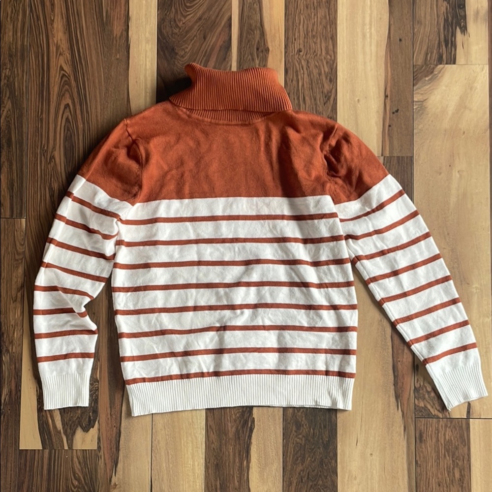 Striped Rust and cream turtleneck top